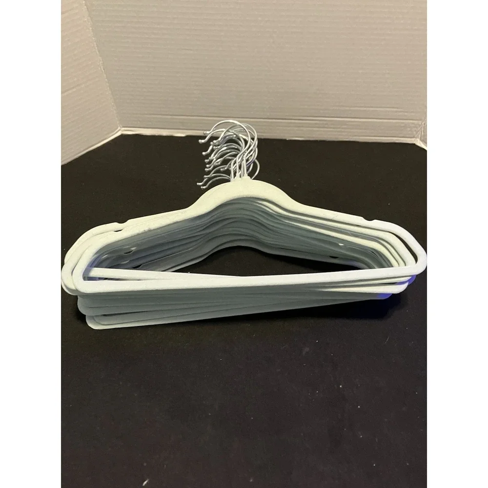 Lot of 25 + Gently Used Blue Velvet Non-Slip Clothes Hangers, 13